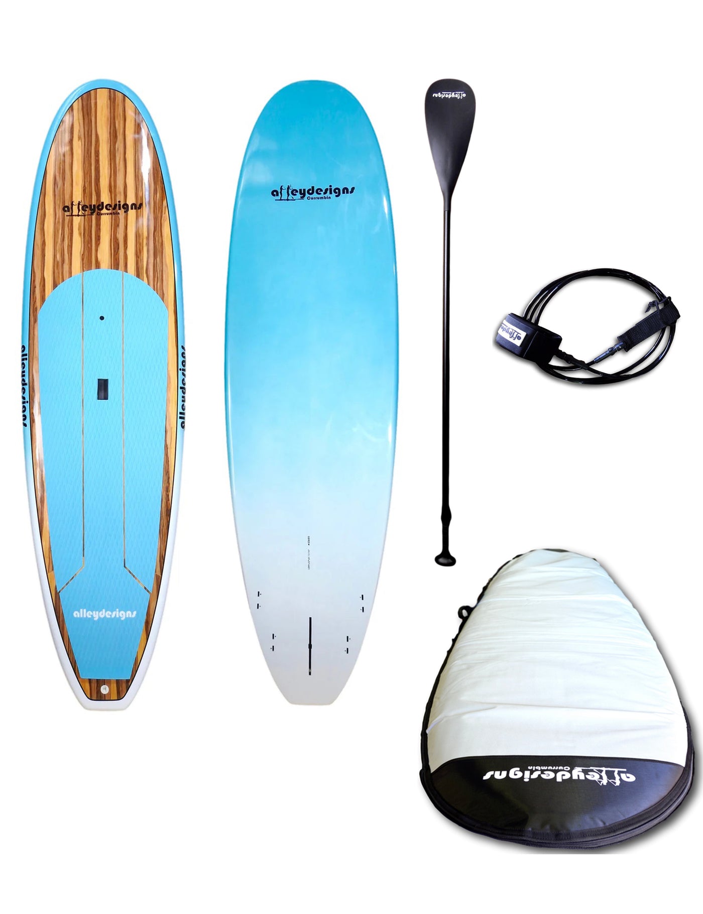 10' x 32" Timber Deck Teal SUP, Paddle, Bag, Leg Rope Bundle