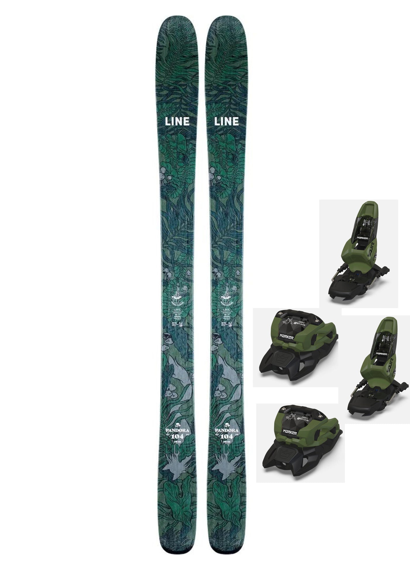 LINE Skis PANDORA 110, 170cm Skis, Includes Marker Squire 11 Bindings