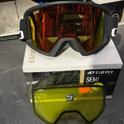 Snow Goggles SEMI GIRO Black Woodmark Amber Scarlet + Yellow