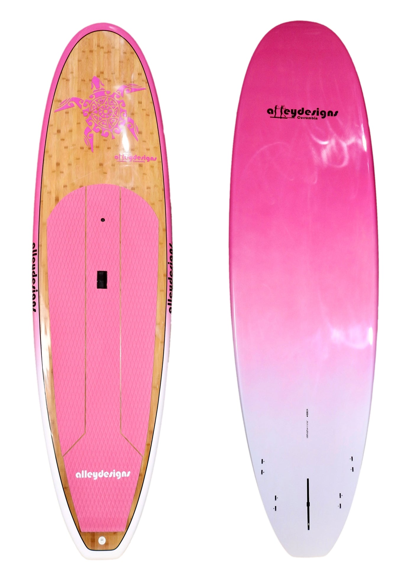 10' x 32" Bamboo Classic Pink Turtle Alleydesigns SUP 9KG - Alleydesigns  Pty Ltd                                             ABN: 44165571264