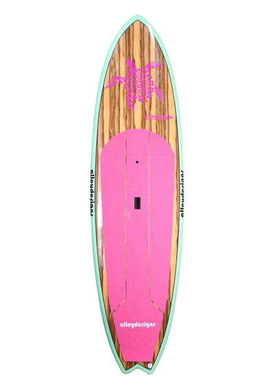 10' x 32" Timber Performance Mint & Pink Turtle Alleydesigns SUP 9kg - Alleydesigns  Pty Ltd                                             ABN: 44165571264