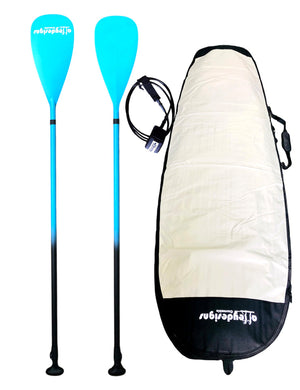 $350 SUP TEAL PADDLE CARBON/FIBREGLASS ADJUSTABLE PADDLE & BOARD BAG  & LEG ROPE PACKAGE - Alleydesigns  Pty Ltd                                             ABN: 44165571264