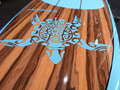 10' x 32" Timber Deck Teal Turtle Performance Alleydesigns SUP 9kg - Alleydesigns  Pty Ltd                                             ABN: 44165571264
