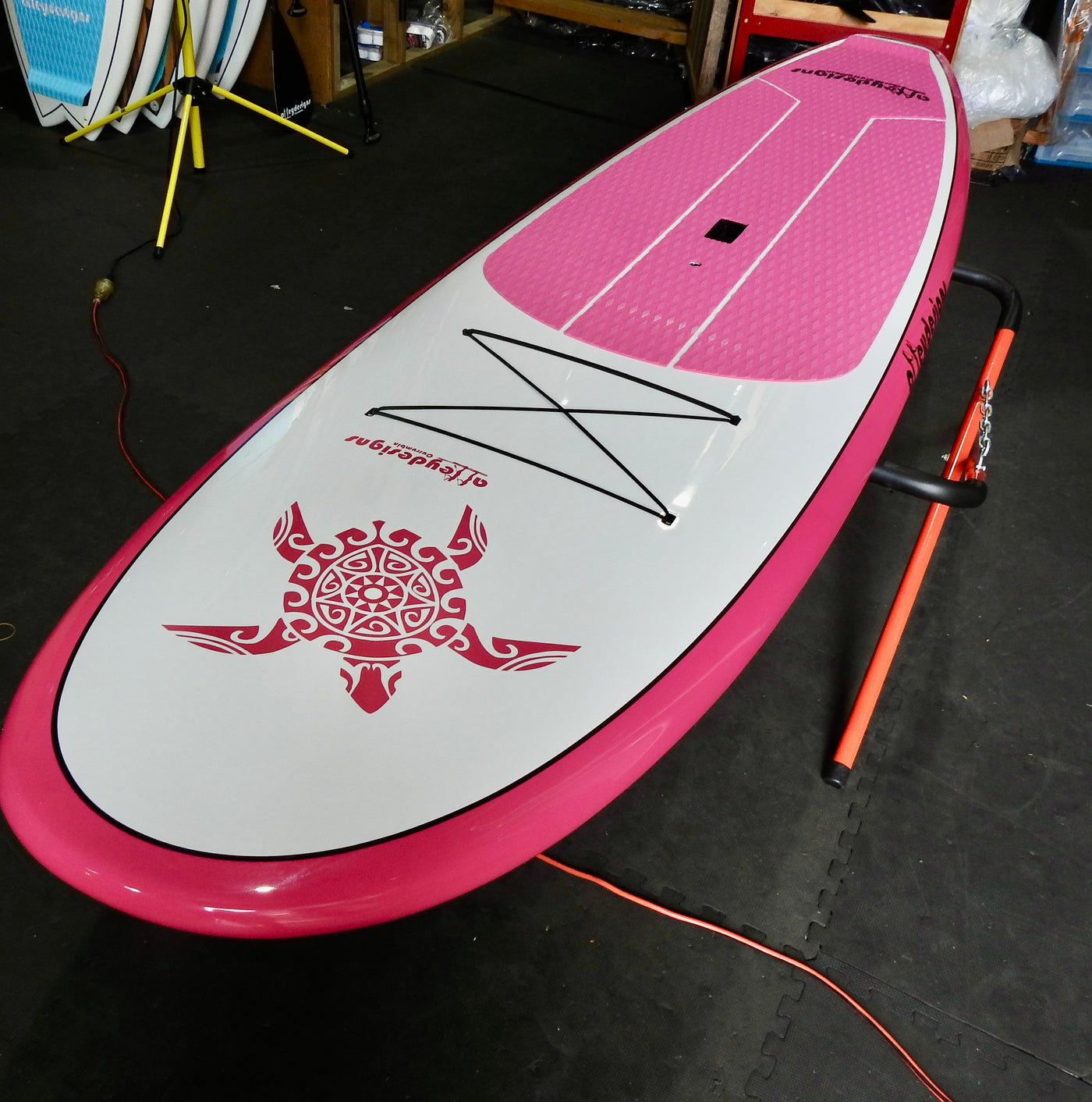 10’6”x 32” Pink Turtle And White Thermo Mould Family Alleydesigns SUP - Alleydesigns  Pty Ltd                                             ABN: 44165571264