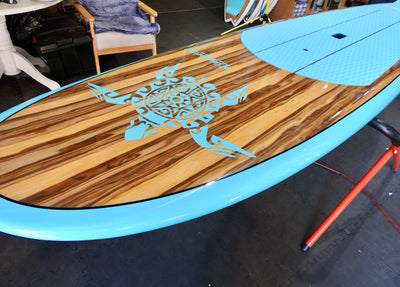 10'6" x 32" Timber & Teal Turtle Classic Alleydesigns SUP 11KG - Alleydesigns  Pty Ltd                                             ABN: 44165571264