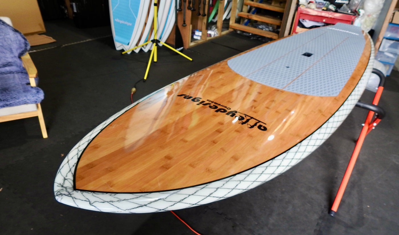 10'6" x 32" Double Sided Bamboo, Net Carbon Rail Performance SUP - Alleydesigns  Pty Ltd                                             ABN: 44165571264