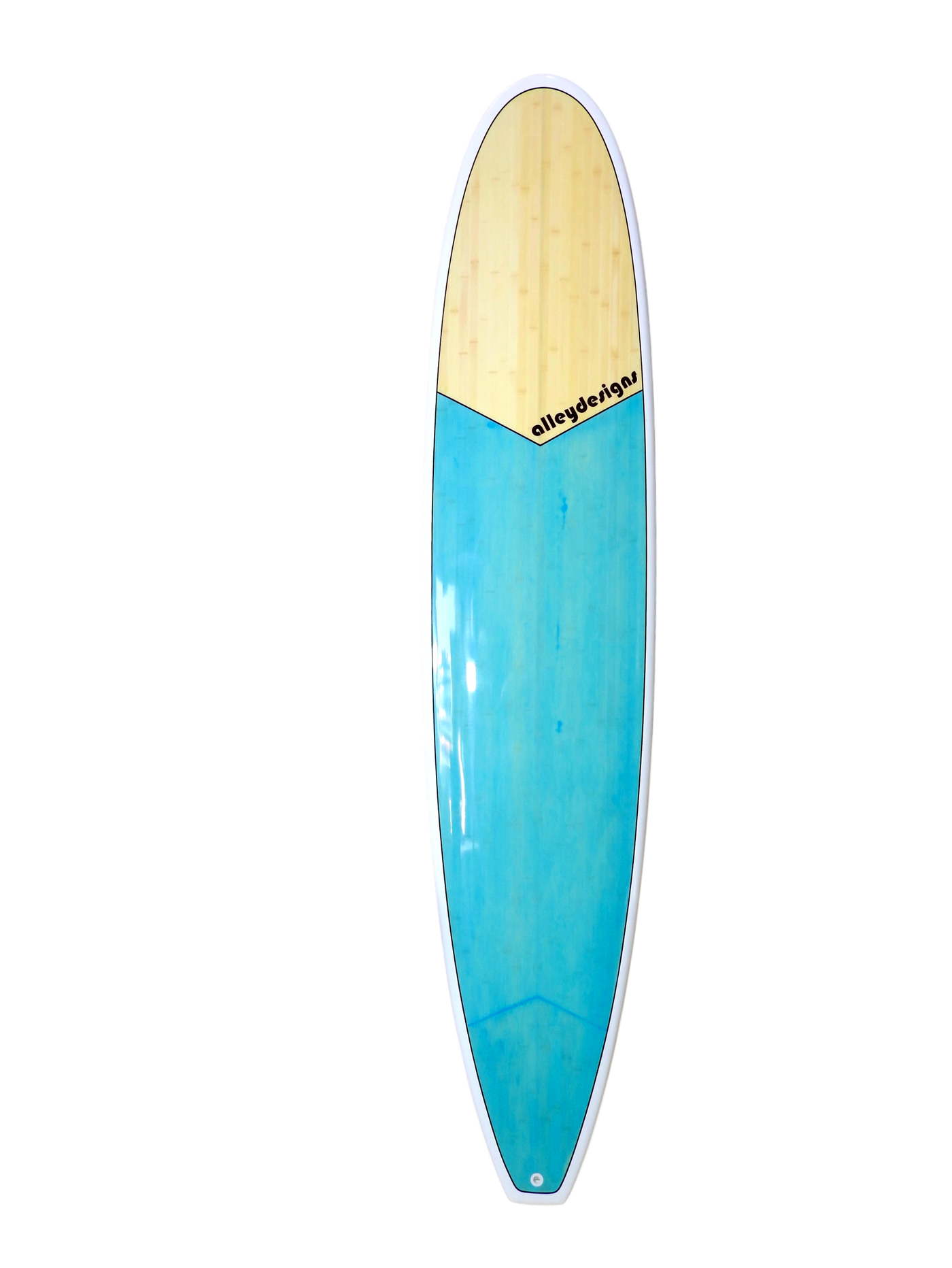 Surfboard 8'6" "The Sunshine Underground" Bamboo Epoxy Aqua FREE BAG + LEASH + FINS & WAX WORTH $150 - Alleydesigns  Pty Ltd                                             ABN: 44165571264