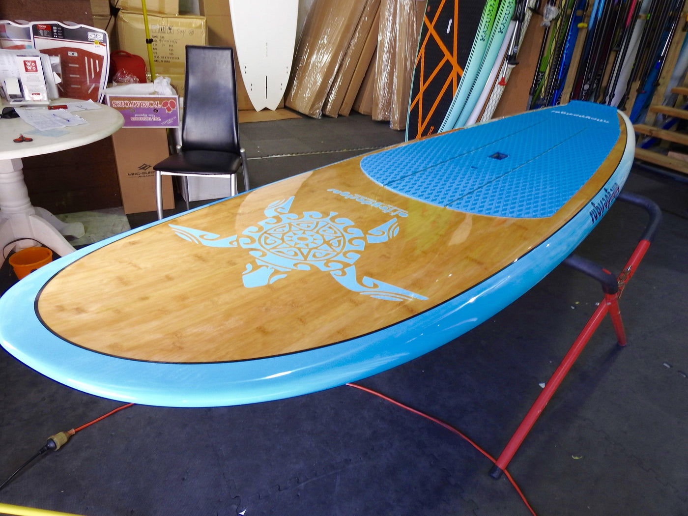 10' x 32" Bamboo Classic Teal Turtle  Alleydesigns SUP 9KG - Alleydesigns  Pty Ltd                                             ABN: 44165571264