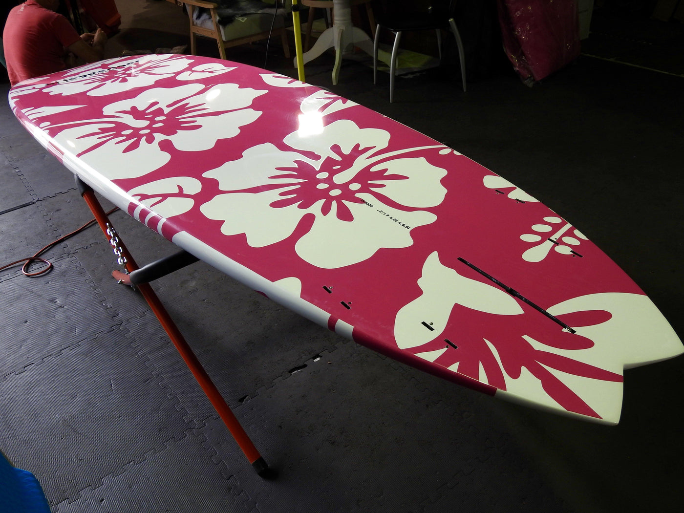 10' x 32" Bamboo Pink Hibiscus Flowers Performance Alleydesigns SUP @ 9kg - Alleydesigns  Pty Ltd                                             ABN: 44165571264