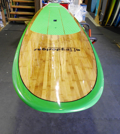 10'6" x 32" Bamboo Aussie Green To Yellow Classic Alleydesigns SUP @11kg - Alleydesigns  Pty Ltd                                             ABN: 44165571264