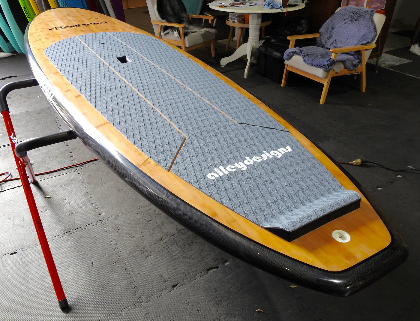 10' x 32" Bamboo Classic Sides,3K Carbon Rails Alleydesigns SUP - Alleydesigns  Pty Ltd                                             ABN: 44165571264