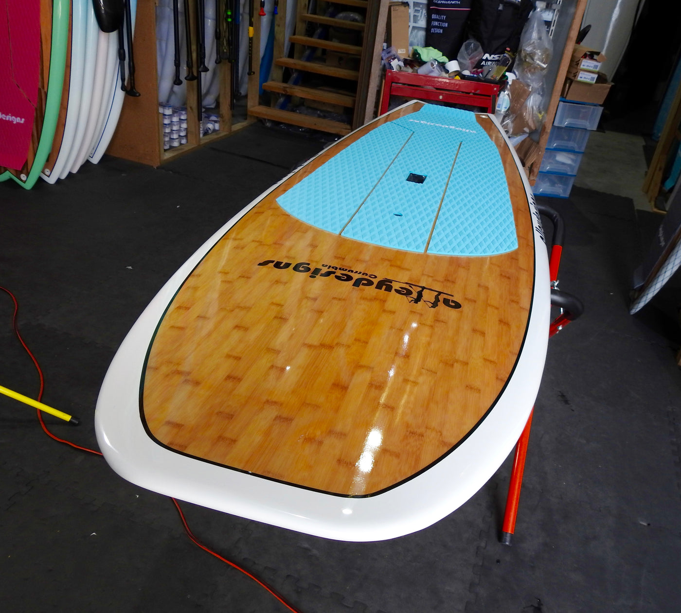 8’6” x 30” Galaxy Bounce Bamboo & White Surf SUP - Alleydesigns  Pty Ltd                                             ABN: 44165571264