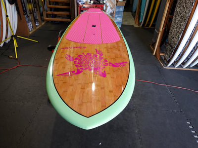 10' x 32" Bamboo Performance Mint & Pink Turtle Alleydesigns SUP 9KG - Alleydesigns  Pty Ltd                                             ABN: 44165571264