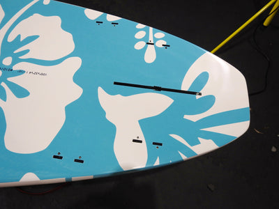10' x 32" Bamboo Deck Classic Teal Hibiscus Alleydesigns SUP@ 9kg - Alleydesigns  Pty Ltd                                             ABN: 44165571264