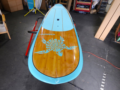 10' x 29" Bamboo & Teal Turtle Pin Tail Alleydesigns SURF SUP - Alleydesigns  Pty Ltd                                             ABN: 44165571264