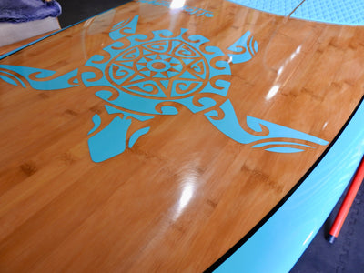 10'6" x 32" Bamboo Performance Deck Teal Turtle Alleydesigns SUP 11 kg - Alleydesigns  Pty Ltd                                             ABN: 44165571264
