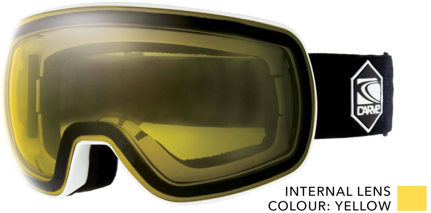 SNOW GOGGLES CARVE SCOPE Low light PHOTOCHROMIC Lens WHITE/YELLOW - Alleydesigns  Pty Ltd                                             ABN: 44165571264