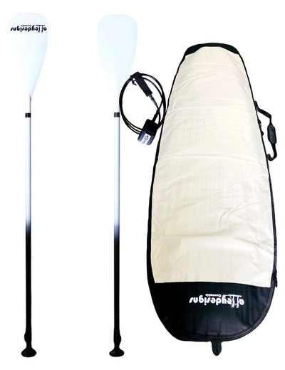 $350 SUP PADDLE WHITE ADJUSTABLE CARBON/FIBREGLASS  & BOARD BAG  & LEG ROPE PACKAGE - Alleydesigns  Pty Ltd                                             ABN: 44165571264