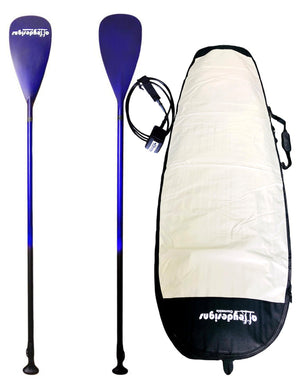 $350 SUP PURPLE PADDLE CARBON/FIBREGLASS ADJUSTABLE PADDLE & BOARD BAG  & LEG ROPE PACKAGE - Alleydesigns  Pty Ltd                                             ABN: 44165571264