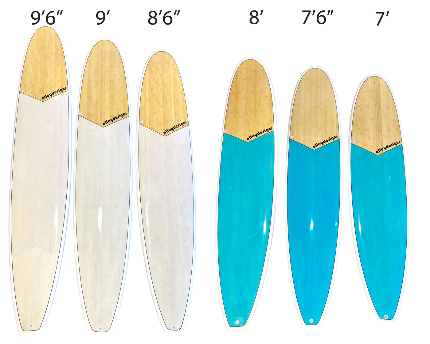 Surfboard 8' "The Sunshine Underground" Bamboo Aqua FREE BAG + FINS + LEASH & WAX WORTH $150 - Alleydesigns  Pty Ltd                                             ABN: 44165571264